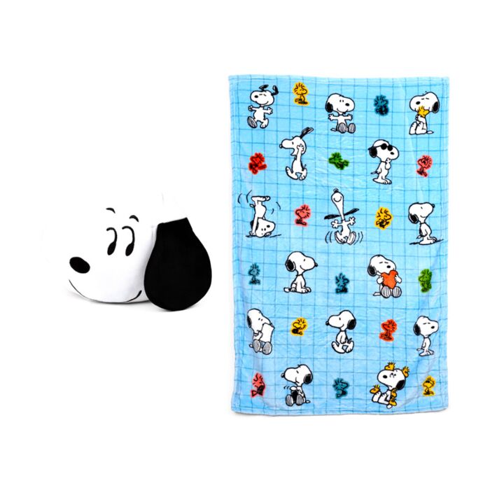 Plyšový polštář a deka-Blankeazzz-2 v 1-Peanuts Snoopy & Woodstock 
