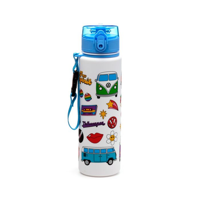 Nerozbitná plastová láhev  s víčkem 600ml  - Volkswagen VW T1 Camper Bus Retro 