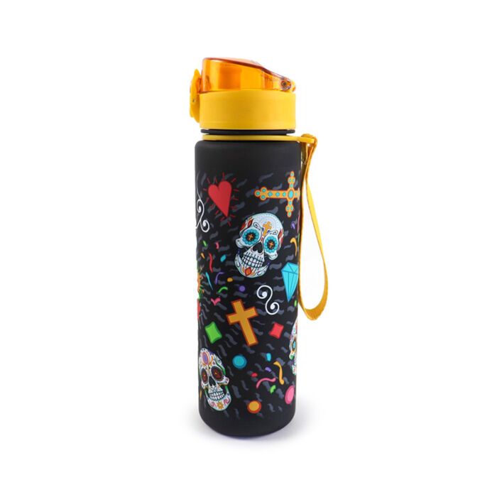 Nerozbitná plastová láhev s víčkem 600ml - Lebka Mexiko
