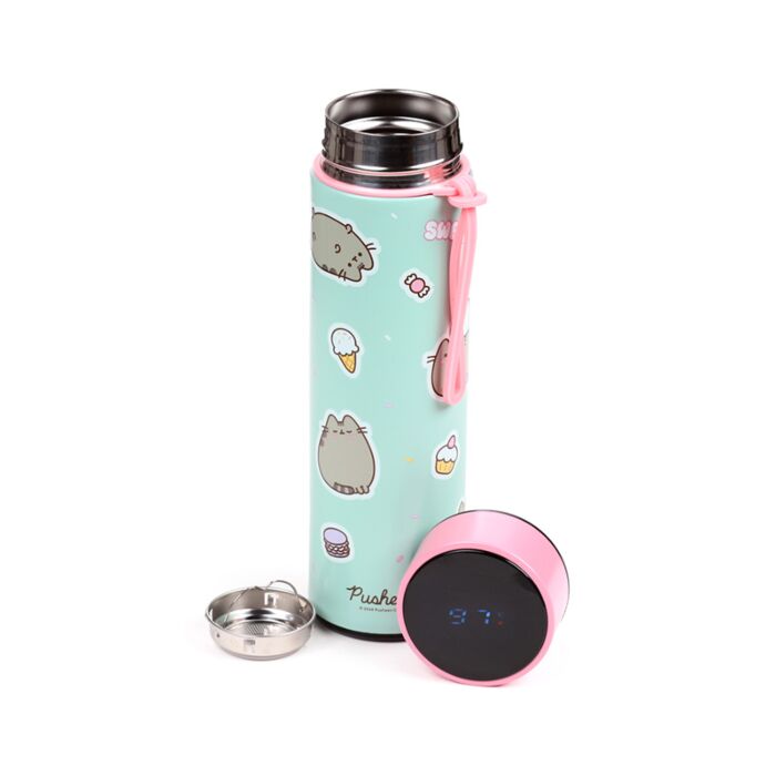 Nerezová termoláhev  s digitálním teploměrem 450ml - Kočka Pusheen