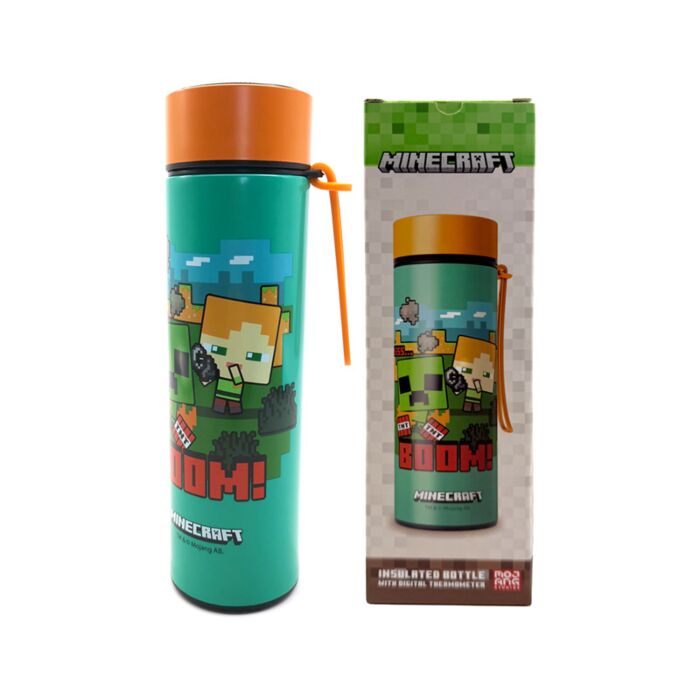 Nerezová termoláhev  s digitálním teploměrem 450ml - Minecraft BOOM 