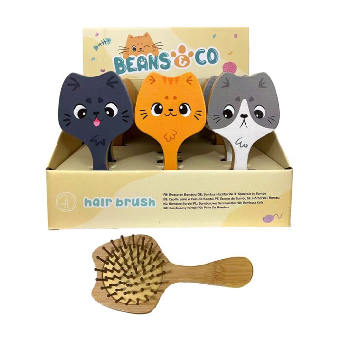 Bambusový kartáč na vlasy Kočka Beans & Co