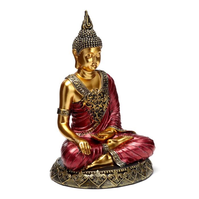Dekorace - soška -Thai Buddha - červeno zlatý - Konteplace