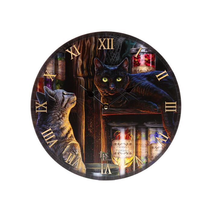 Nástěnné hodiny - Kočka - Magické Emporium - desing Lisa Parker