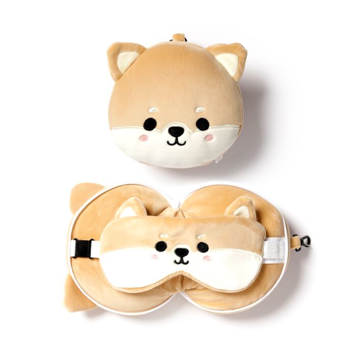 Cestovní polštář a maska na oči  Relaxeazzz- Shiba Inu