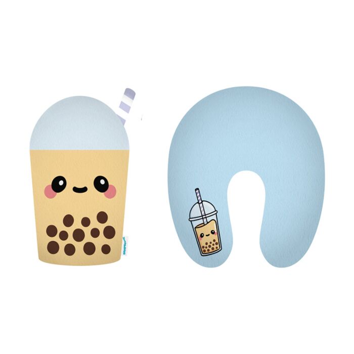 Cestovní polštář a hračka Swapseazzz -plyšový -  Foodiemals-  Boba  Bubble Tea 