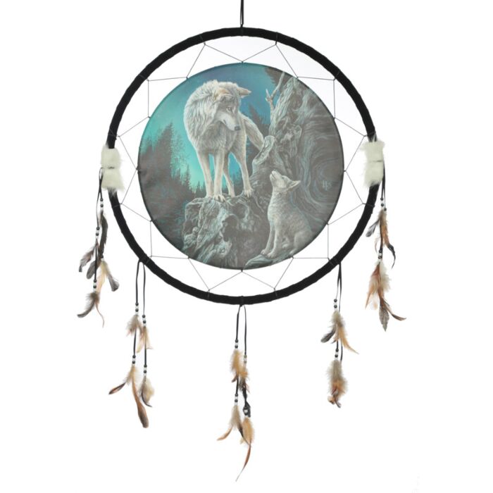 Lapač snů Vlčí průvodce, design Lisa Parker, 60cm