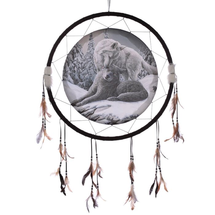 Lapač snů Sněhový polibek vlka, design Lisa Parker, 60cm