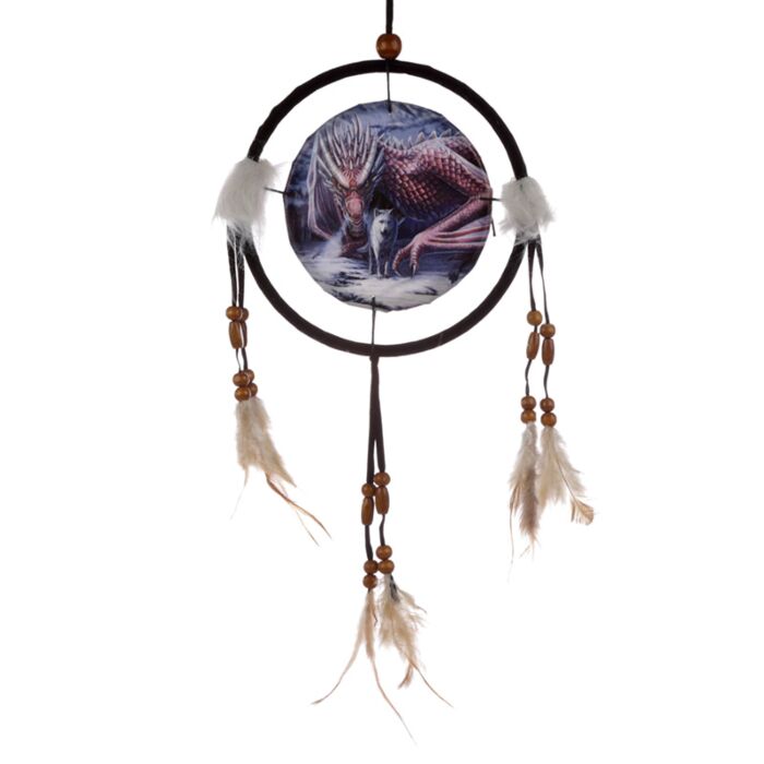 Lapač snů 16cm - Přátelství Draka a Vlka, design Lisa Parker