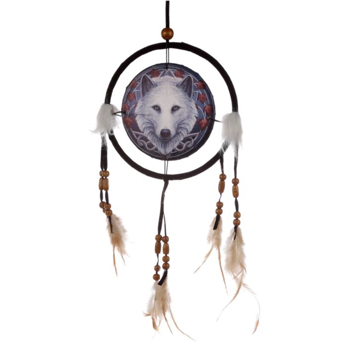 Lapač snů 16cm - Vlk Ochránce podzimu, design Lisa Parker