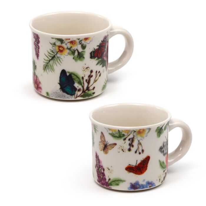 Porcelánový hrnek- esspresso- sada 2 -  Motýl - Louky-Meadows