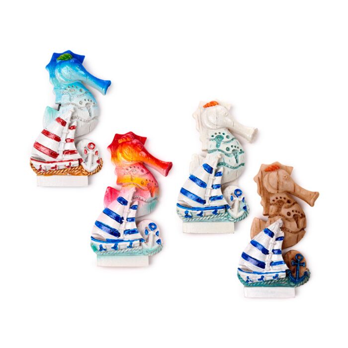 Magnet - 3D- Pobřeží - Mořský koníček, plachetnice, kotva