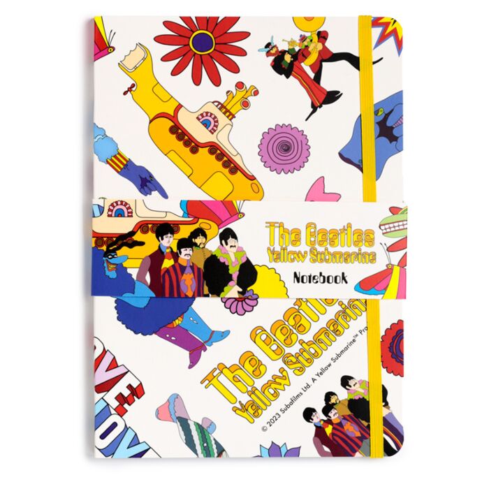 Linkovaný A5 zápisník z recyklovaného papíru-The Beatles Yellow Submarine-b