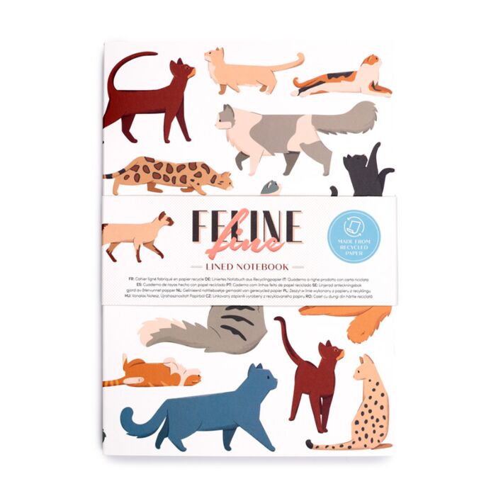 Linkovaný A5 zápisník z recyklovaného papíru - Kočka -Feline Fine Cats