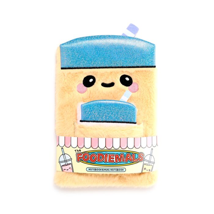 Plyšový zápisník s mini zápisníkem - Foodiemals - Bubble Tea 