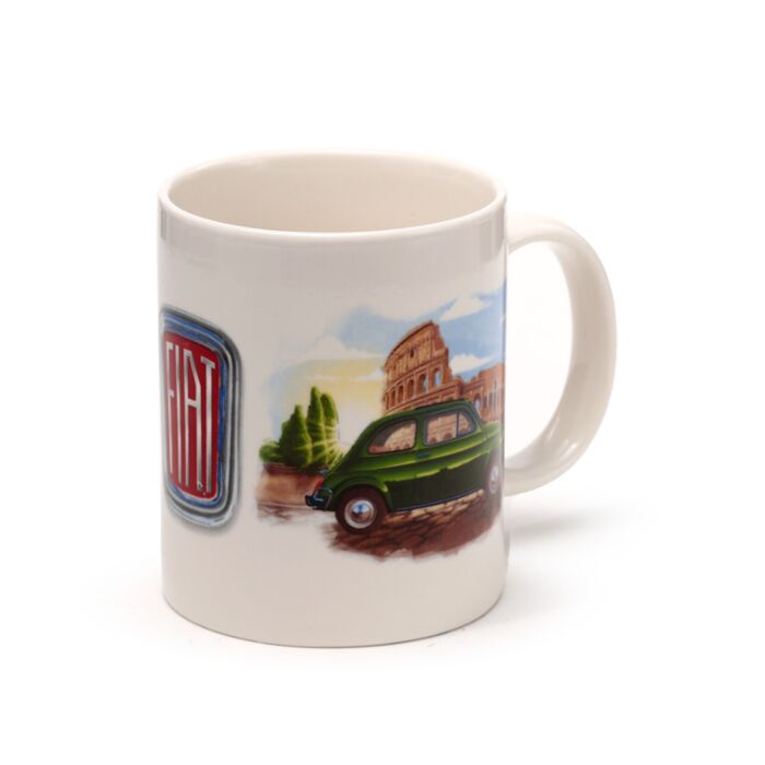 Porcelánový hrnek - Fiat 500 - Řím a riviéra