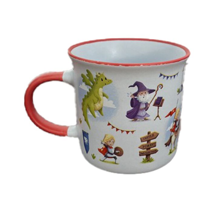 Porcelánový hrnek - lem - Rytíři a draci