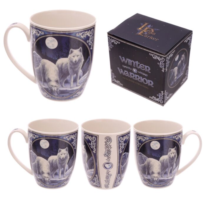 Porcelánový hrnek -Vlk -  Zimní válečníci - design Lisa Parker