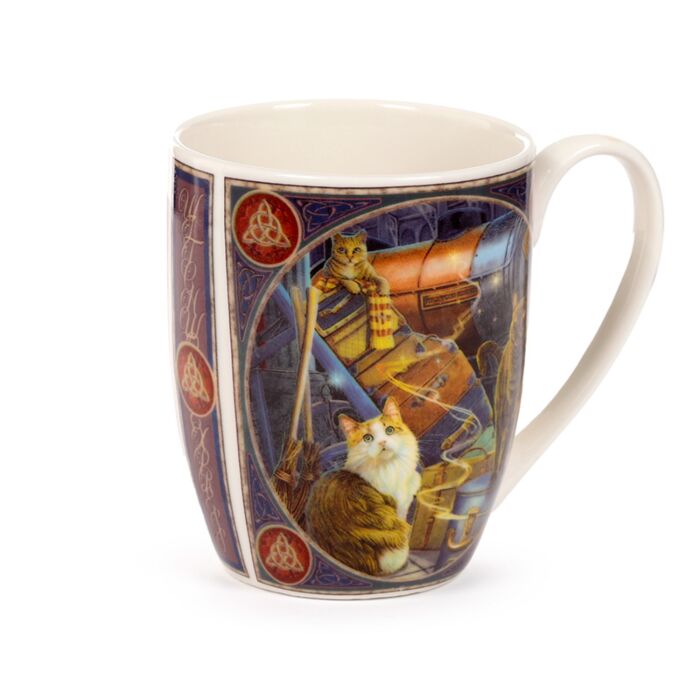 Porcelánový hrnek- Kočka - Cesta  čarodějnic- design Lisa Parker