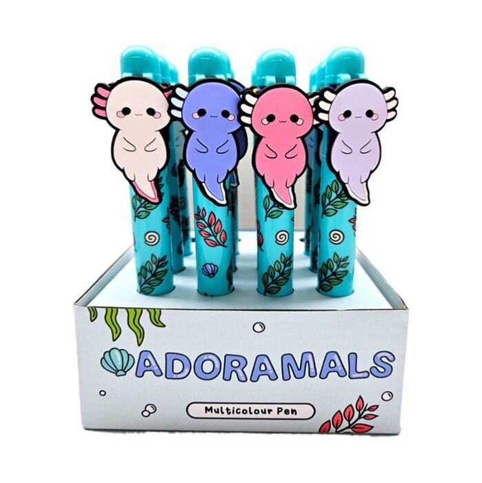 Vícebarevná propiska (6 barev) -  ozdoba - Adoramals - Axolotl Maddie 