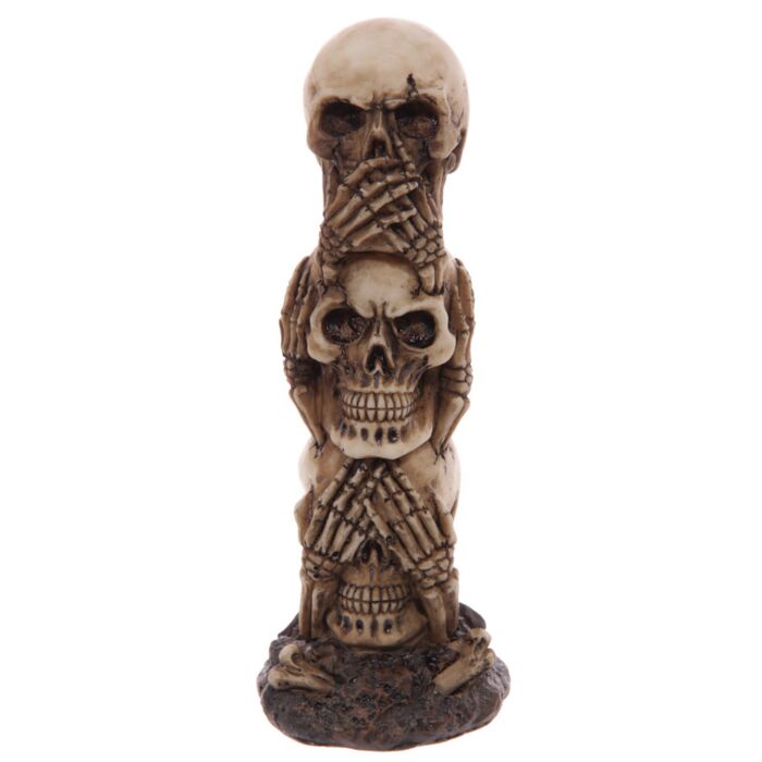 Dekorace - Lebka -Totem - "Neslyším, nevidím, nemluvím" - LED 