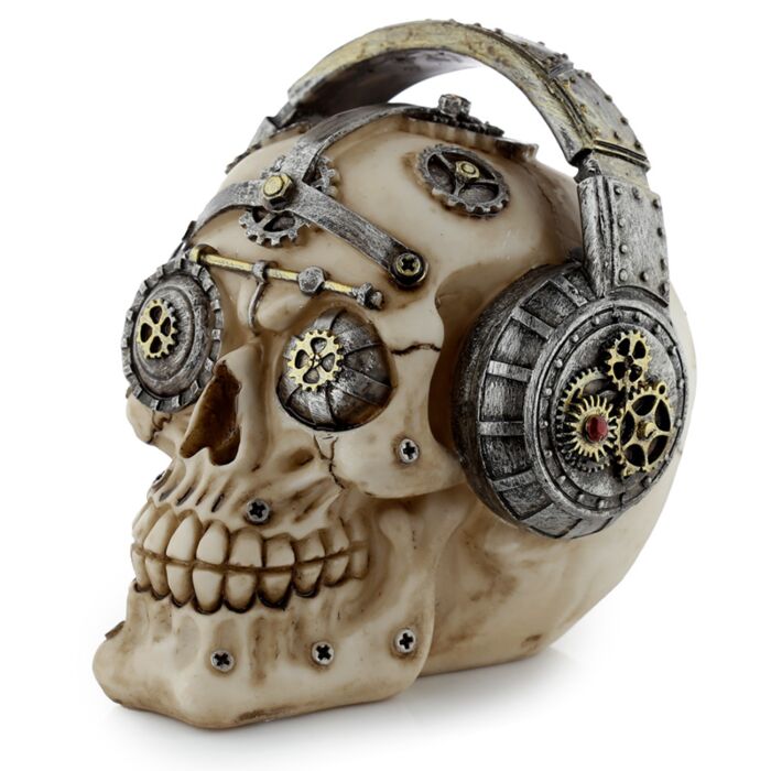 Dekorativní soška - Steampunk - Lebka se sluchátky
