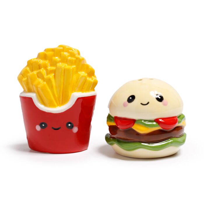 Sada slánka a pepřenka-keramika-Burger  Hammy a hranolky-Foodiemals