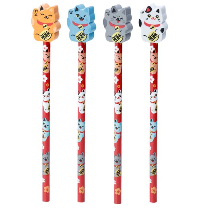 Tužka - guma -  Kočka pro štěstí Maneki Neko
