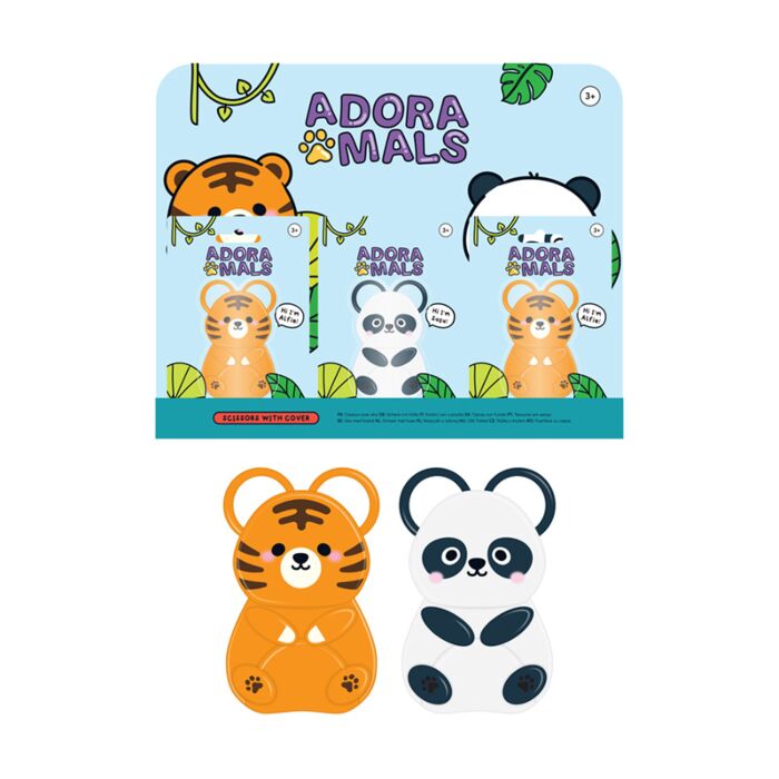 Dětské nůžky s krytem - magnetický - Adoramals -Zvířátka -panda,tygr