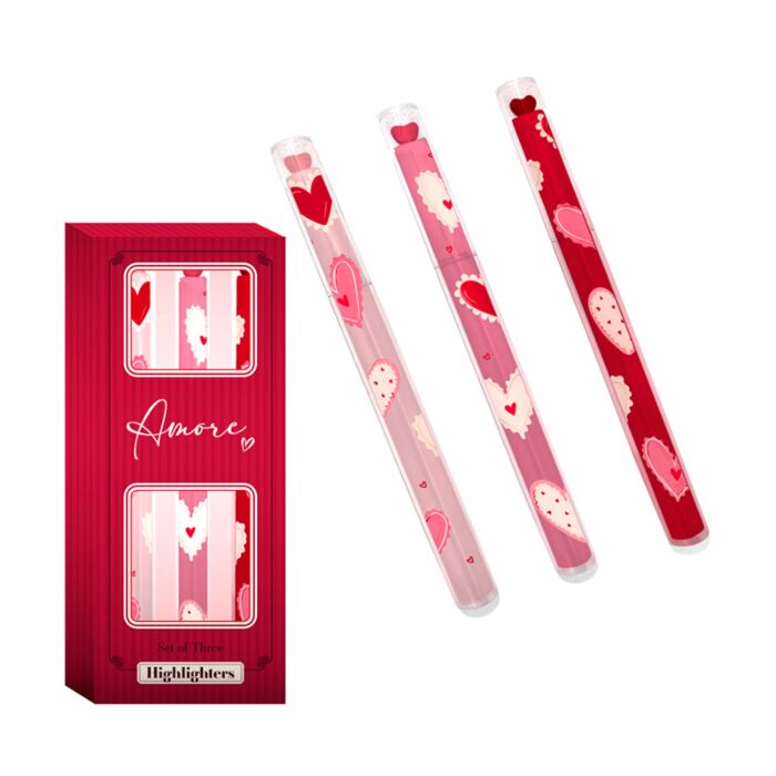 Zvýrazňovač - Amore - Láska - Srdce - sada 3 ks