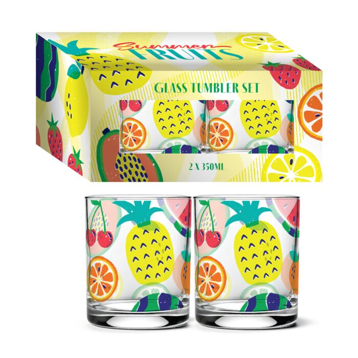 Sklenice - sada 2 ks- 350 ml - Léto a ovoce