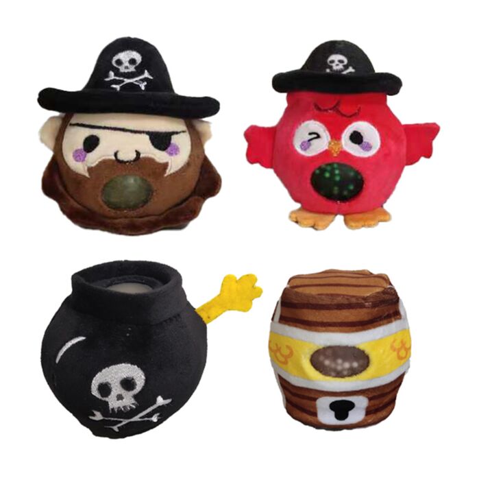 Plyšová mačkací hračka antistres- Queasy Squeezies  - Pirát Jolly Rogers 