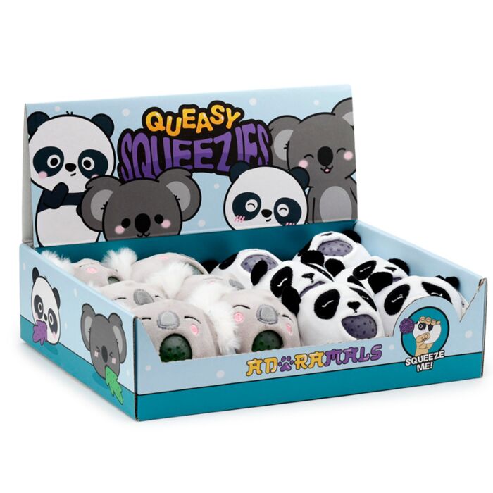 Plyšová mačkací hračka antistres- Queasy Squeezies- Adoramals- Panda a Koala