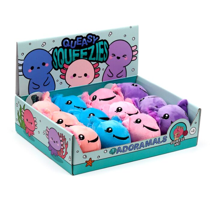 Plyšová mačkací hračka antistres - Queasy Squeezies - Axolotl