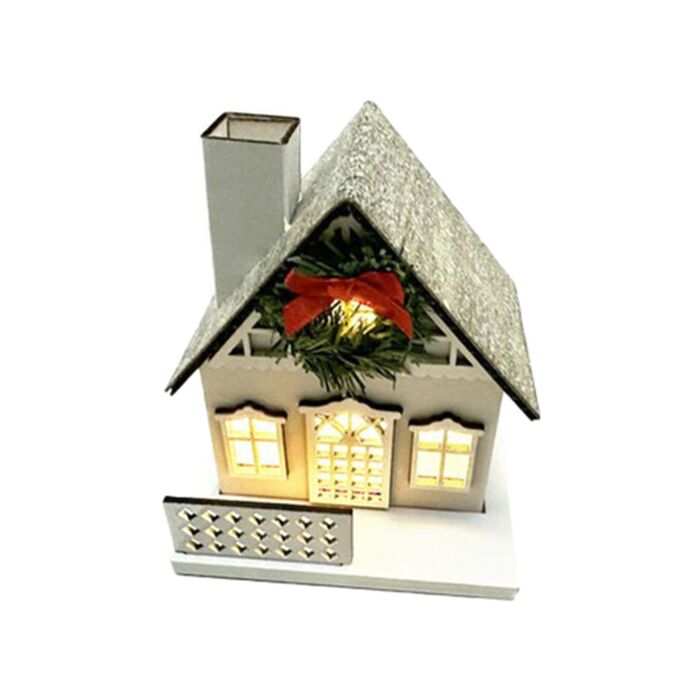 Dekorace - vánoční - domeček s věncem - LED