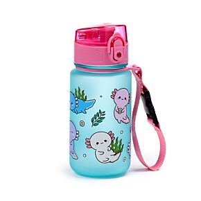 Nerozbitná plastová dětská láhev s víčkem 350ml - Adoramals Axolotl 