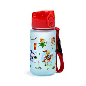 Nerozbitná plastová dětská láhev s víčkem 350ml - Rytíři a draci