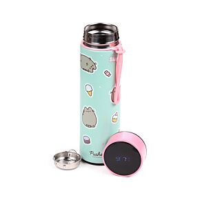 Nerezová termoláhev  s digitálním teploměrem 450ml - Kočka Pusheen