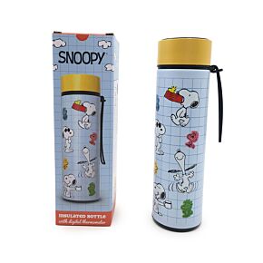 Nerezová termoláhev  s digitálním teploměrem 450ml  - Peanuts Snoopy & Woodstock 