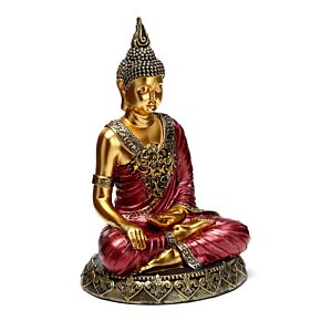 Dekorace - soška -Thai Buddha - červeno zlatý - Konteplace