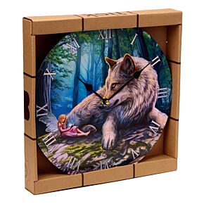 Nástěnné hodiny - Vílí příběh - Víla a vlk - design Lisa Parker
