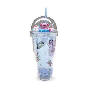 Kelímek - brčko - víčko - ozdoby Adoramals - Axolotl  Maddie