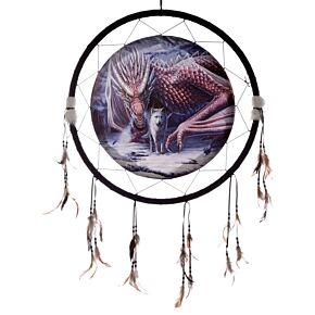 Lapač snů 60cm - Přátelství Draka a Vlka, design Lisa Parker