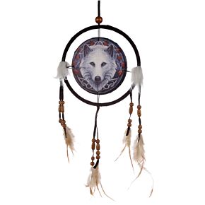 Lapač snů 16cm - Vlk Ochránce podzimu, design Lisa Parker