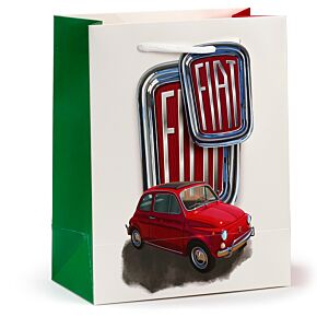 Dárková taška - střední - Fiat 500 retro - červenobílá
