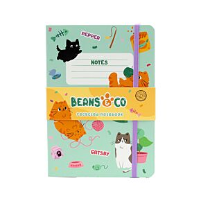 Linkovaný A5 zápisník z recyklovaného papíru - Kočka Beans & Co 