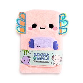 Plyšový zápisník s mini zápisníkem - Adoramals - Axolotl  Maddie 