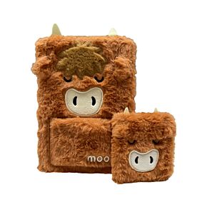 Plyšový zápisník s mini zápisníkem - Adoramals - Kráva Highland Coo 