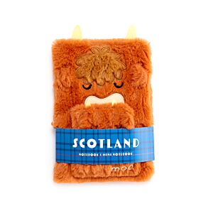 Plyšový zápisník s mini zápisníkem - Adoramals - Kráva Highland Coo 
