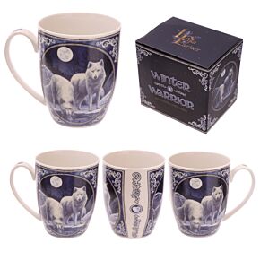 Porcelánový hrnek -Vlk -  Zimní válečníci - design Lisa Parker
